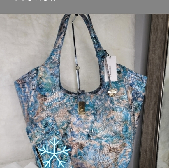 BRAHMIN NWT Designer Shoulder Bag Tote Italian Leather Embossed - Picture 11 of 11